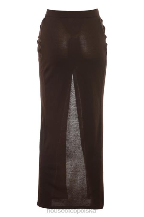 House of CB Midi Spódnica Dzianinowa Espresso Lilas Modna Odzież
