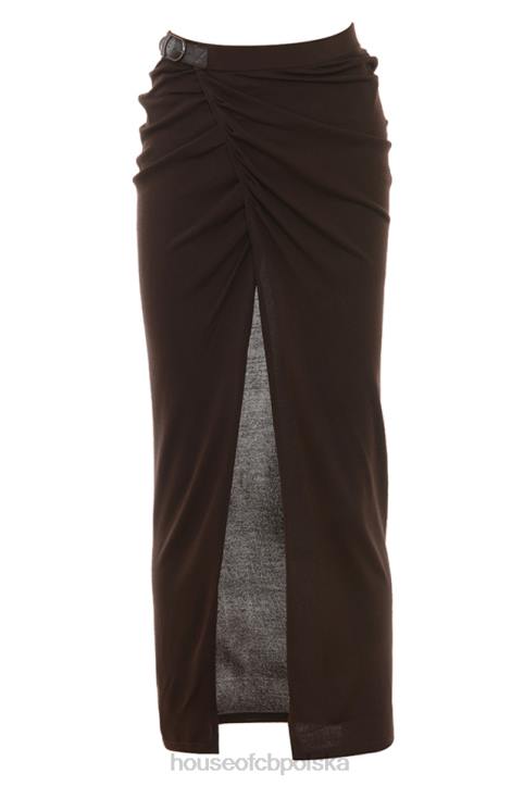 House of CB Midi Spódnica Dzianinowa Espresso Lilas Modna Odzież
