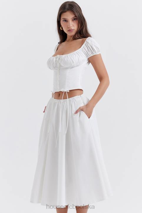 House of CB biała marszczona midi spódnica elegancka na każdą okazję