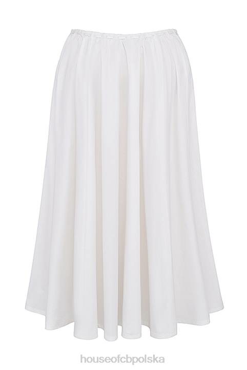 House of CB biała marszczona midi spódnica elegancka na każdą okazję