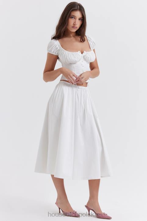 House of CB biała marszczona midi spódnica elegancka na każdą okazję