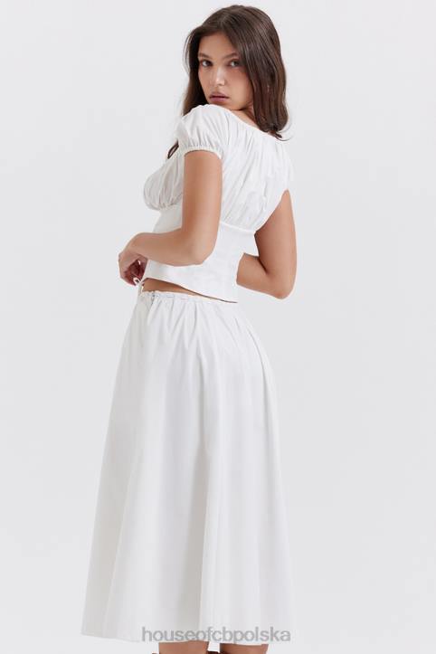 House of CB biała marszczona midi spódnica elegancka na każdą okazję