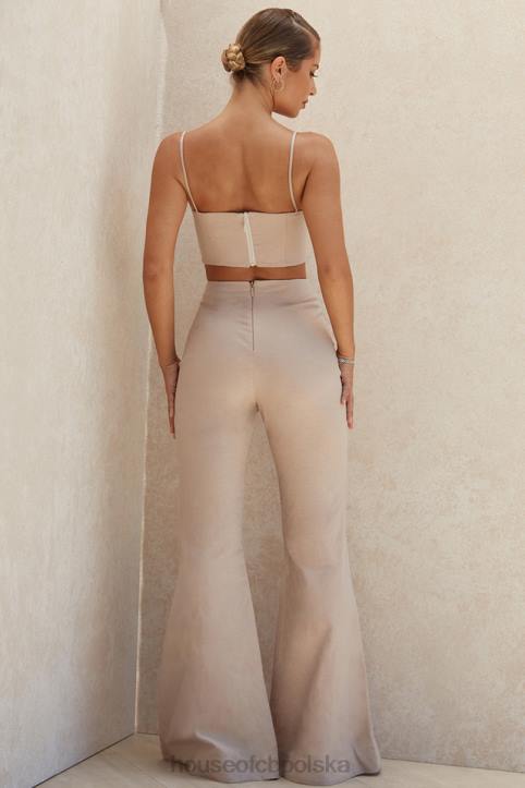 House of CB Beżowe Lniane Spodnie Tencel Stylowe i Wygodne