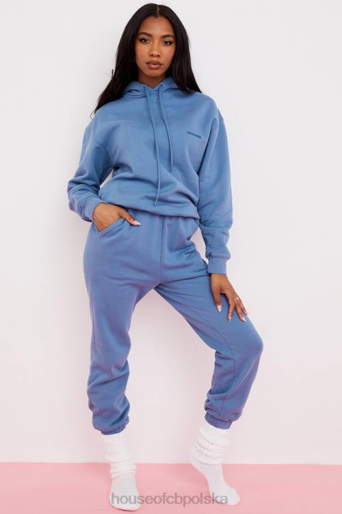 House of CB Błękitne polarowe spodnie do joggingu z tyłu 4PND977 stylowe i wygodne
