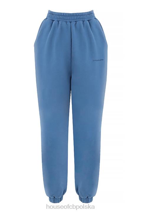 House of CB Błękitne polarowe spodnie do joggingu z tyłu 4PND977 stylowe i wygodne