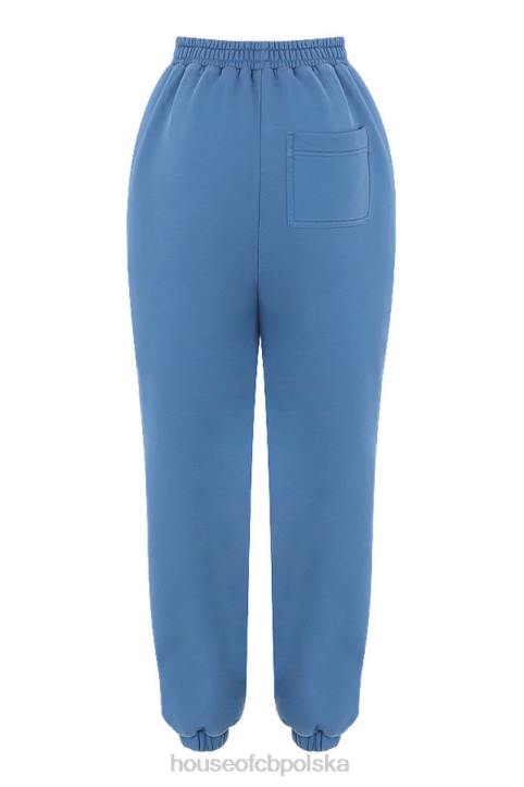 House of CB Błękitne polarowe spodnie do joggingu z tyłu 4PND977 stylowe i wygodne