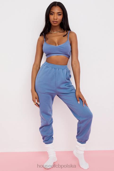 House of CB Błękitne polarowe spodnie do joggingu z tyłu 4PND977 stylowe i wygodne