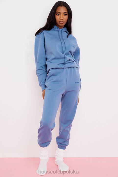 House of CB Błękitne polarowe spodnie do joggingu z tyłu 4PND977 stylowe i wygodne