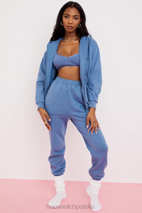 House of CB Błękitne polarowe spodnie do joggingu z tyłu 4PND977 stylowe i wygodne
