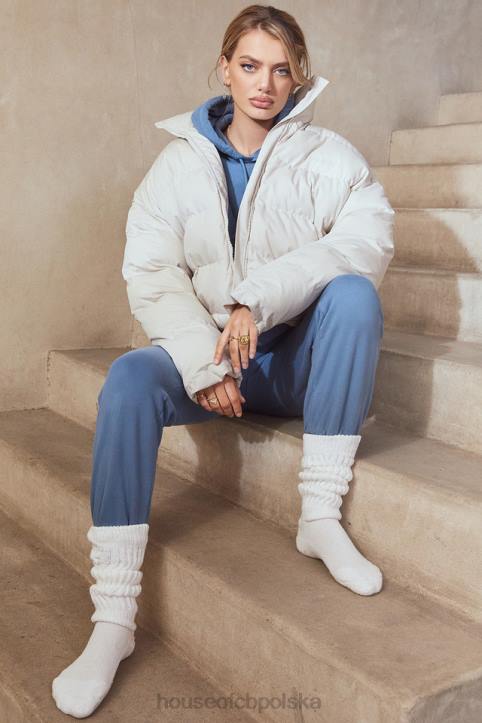 House of CB Błękitne polarowe spodnie do joggingu z tyłu 4PND977 stylowe i wygodne
