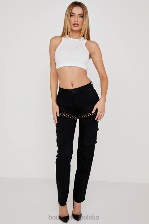 House of CB Breanna czarne sznurowane spodnie cargo stylowe i wygodne