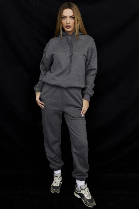 House of CB Ciemnoszare Polarowe Spodnie do Joggingu Komfortowe i Stylowe