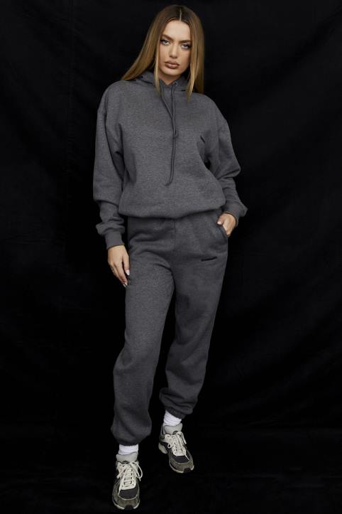 House of CB Ciemnoszare Polarowe Spodnie do Joggingu Komfortowe i Stylowe