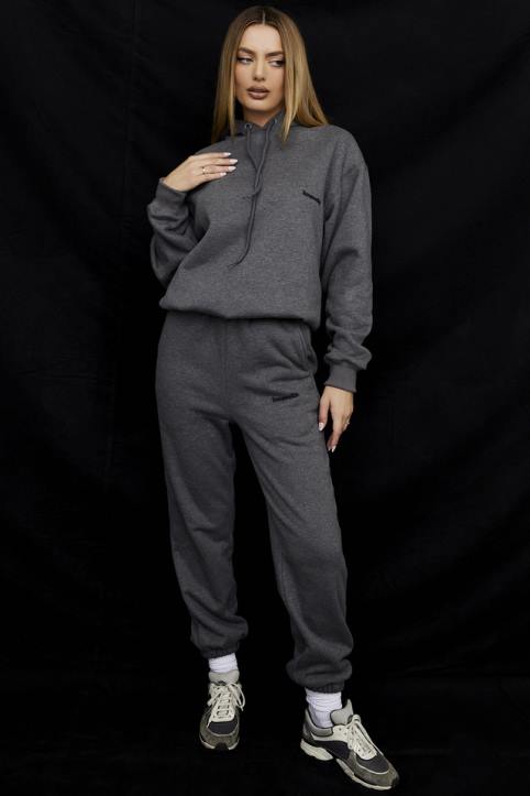 House of CB Ciemnoszare Polarowe Spodnie do Joggingu Komfortowe i Stylowe