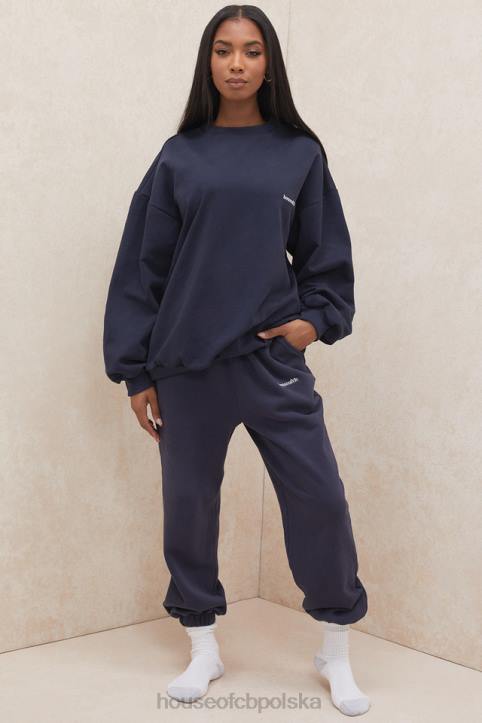 House of CB Granatowe Spodnie do Joggingu Polarowe Komfort i Styl