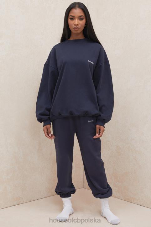 House of CB Granatowe Spodnie do Joggingu Polarowe Komfort i Styl