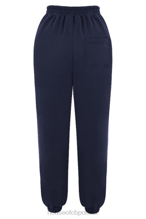 House of CB Granatowe Spodnie do Joggingu Polarowe Komfort i Styl