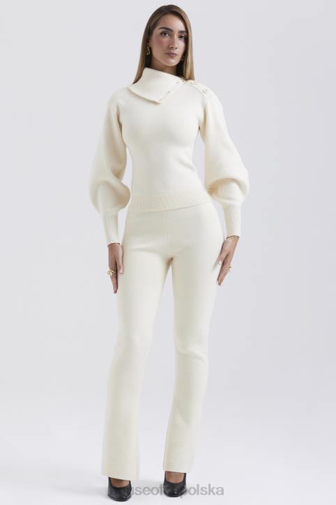 House of CB Kremowe Spodnie Kaszmirowe Nereida Trendy Moda