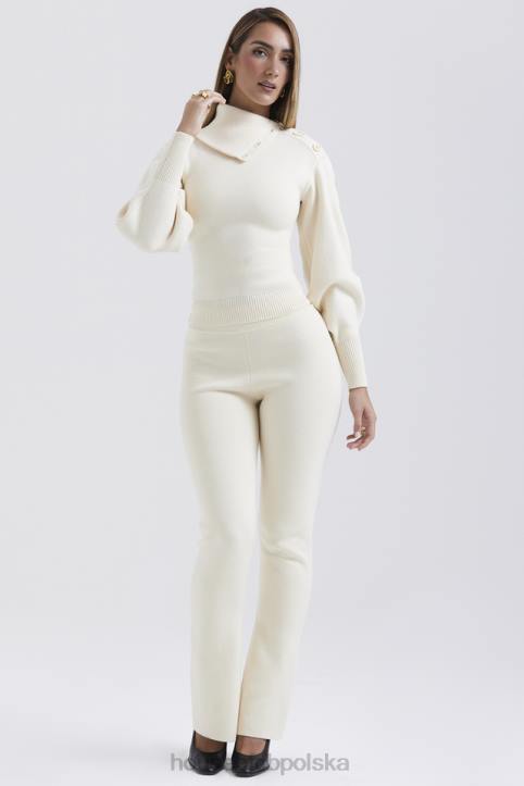 House of CB Kremowe Spodnie Kaszmirowe Nereida Trendy Moda