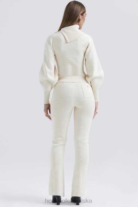 House of CB Kremowe Spodnie Kaszmirowe Nereida Trendy Moda