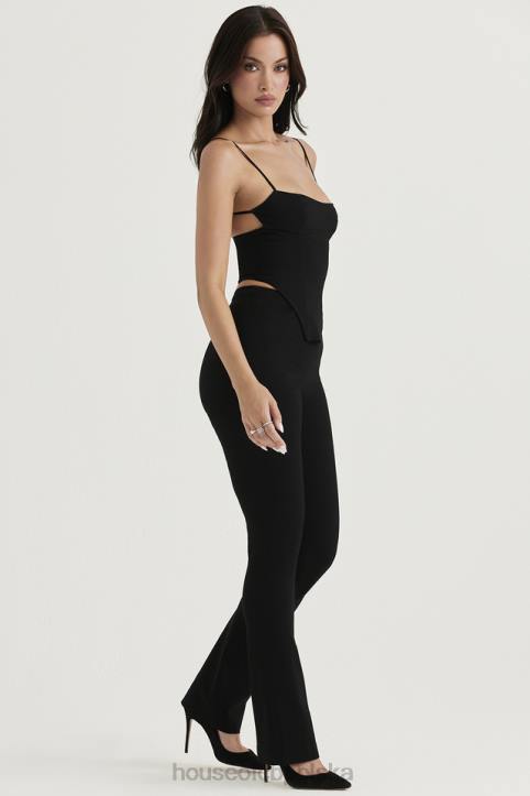 House of CB Eleganckie Czarne Spodnie z Wysokim Stanem