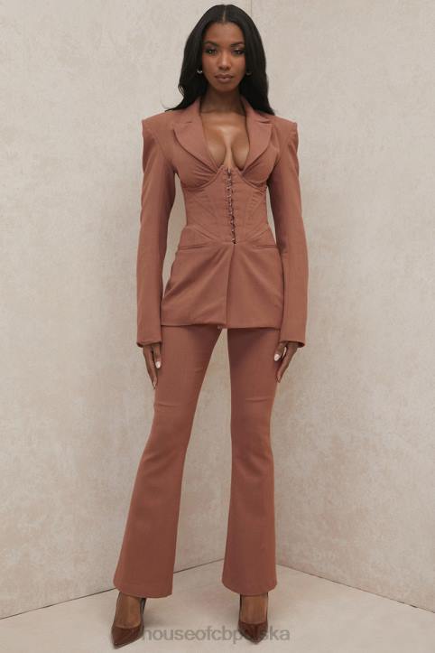 House of CB Mocha Eleganckie Spodnie Rozszerzane dla Kobiet
