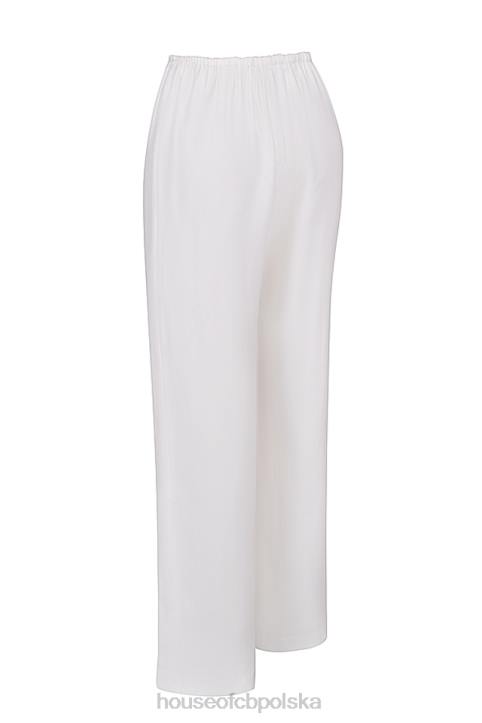 House of CB Spodnie Cleo lniane w kolorze kości słoniowej modne eleganckie