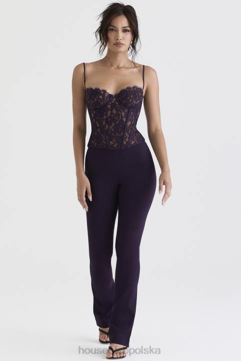 House of CB Spodnie Laurel Night Shade Wysoki Stan Modne i Eleganckie