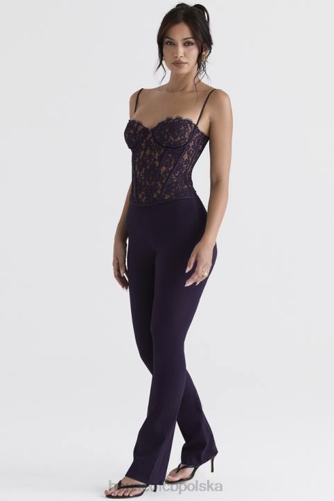 House of CB Spodnie Laurel Night Shade Wysoki Stan Modne i Eleganckie