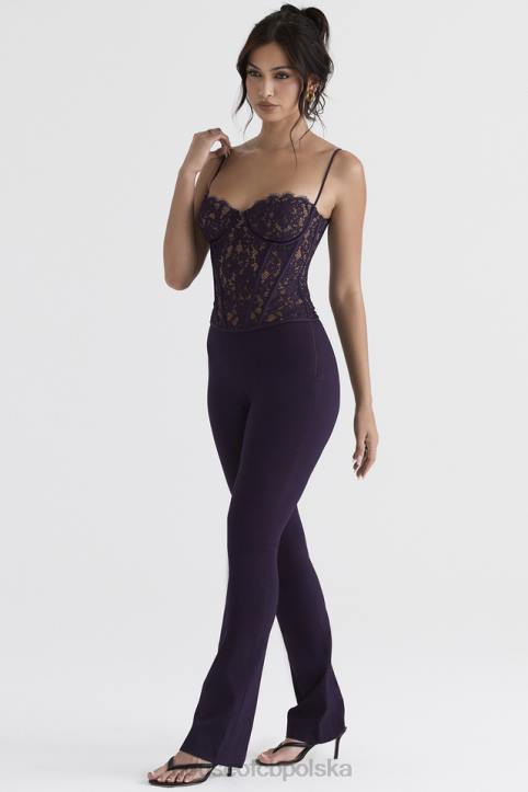 House of CB Spodnie Laurel Night Shade Wysoki Stan Modne i Eleganckie
