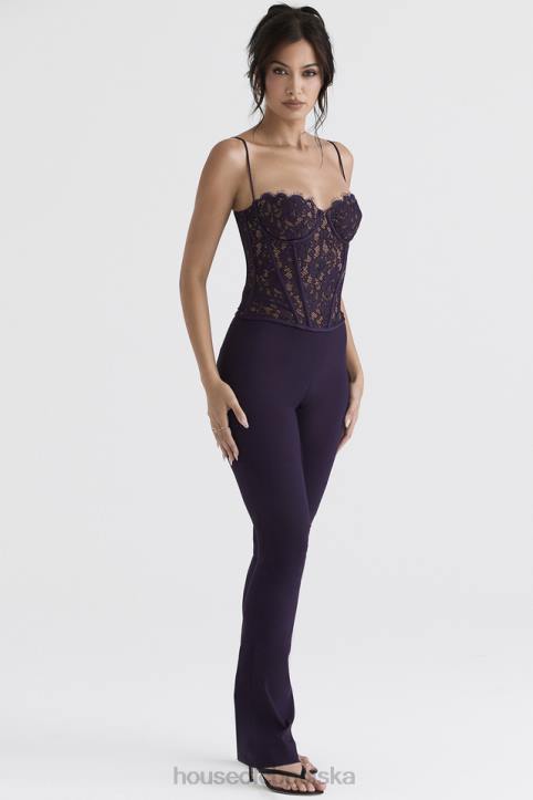 House of CB Spodnie Laurel Night Shade Wysoki Stan Modne i Eleganckie