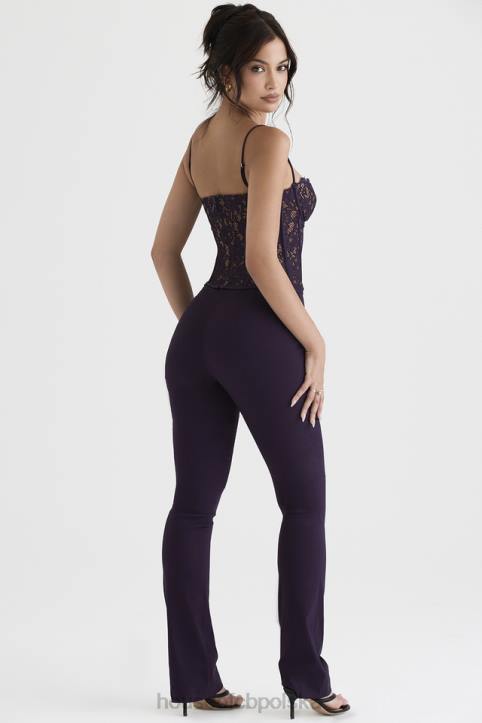 House of CB Spodnie Laurel Night Shade Wysoki Stan Modne i Eleganckie