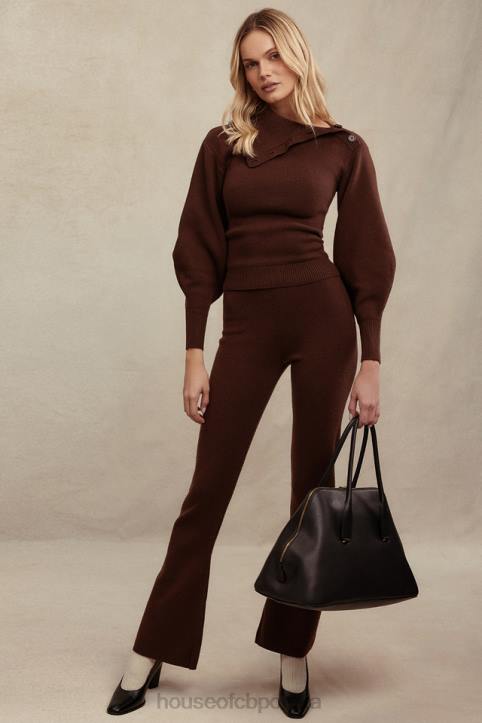 House of CB Spodnie Nereida Kaszmirowe Czekoladowe Trendy Modowe