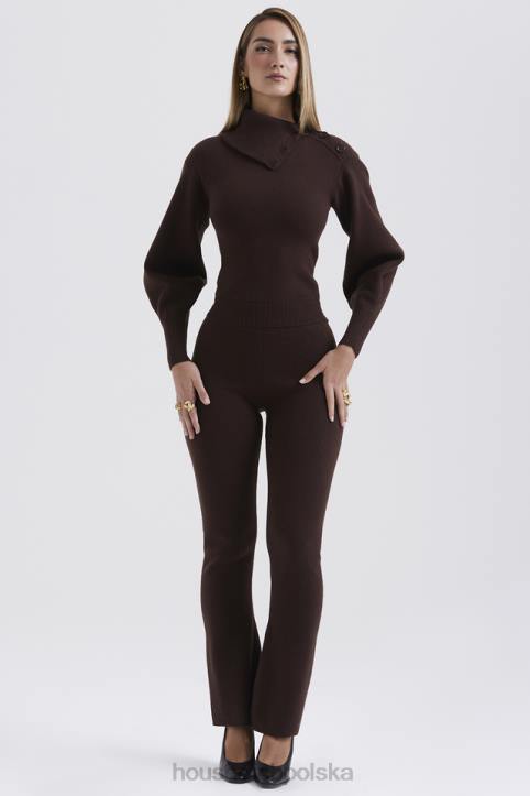 House of CB Spodnie Nereida Kaszmirowe Czekoladowe Trendy Modowe