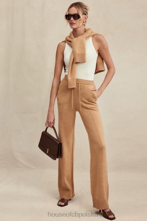 House of CB Spodnie Yalina Camel z kaszmirem modna odzież damska