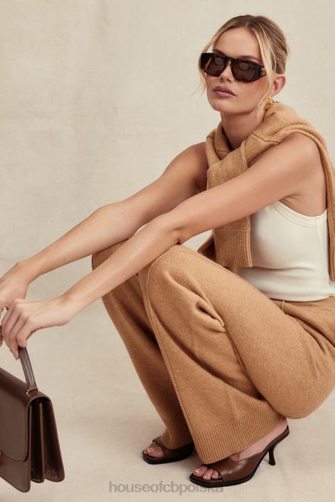 House of CB Spodnie Yalina Camel z kaszmirem modna odzież damska