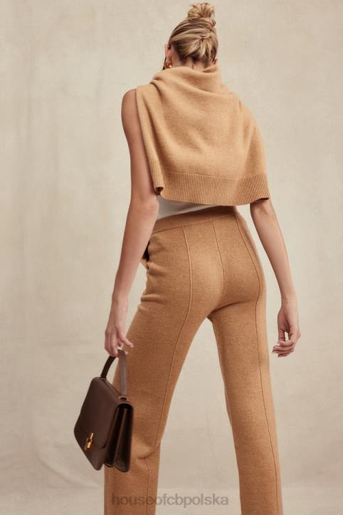 House of CB Spodnie Yalina Camel z kaszmirem modna odzież damska