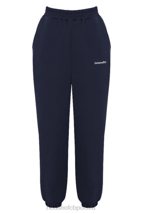 House of CB Granatowe Spodnie do Joggingu Chmurki 4PND997 Modna Odzież Sportowa