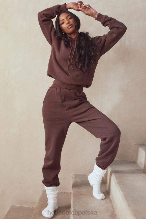 House of CB Polarowe Spodnie do Joggingu Błękitna Czekolada Modna Odzież