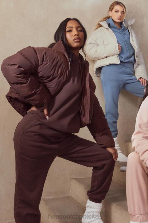 House of CB Polarowe Spodnie do Joggingu Błękitna Czekolada Modna Odzież