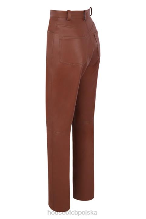 House of CB Spodnie Skórzane Wegańskie Stretch Tan Eleganckie