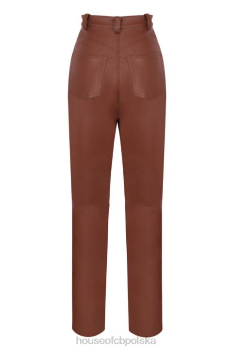 House of CB Spodnie Skórzane Wegańskie Stretch Tan Eleganckie