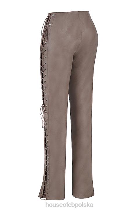 House of CB stylowe spodnie ze skóry wegańskiej mokka 4PND901