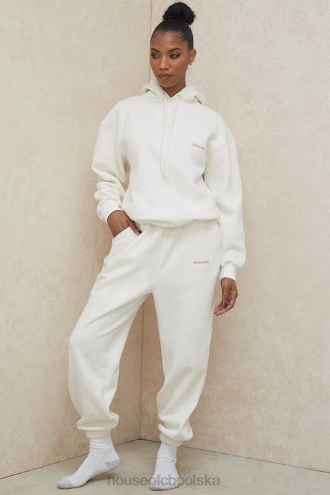 House of CB białe polarowe spodnie do joggingu wygodne i stylowe