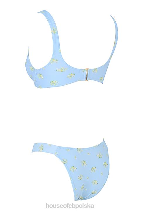 House of CB Mariposa błękitne bikini z kwiatowym nadrukiem letni styl modny wybór