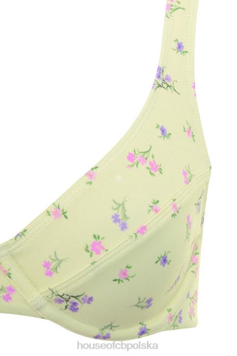 House of CB Mariposa cytrynowe bikini kwiatowy nadruk na lato