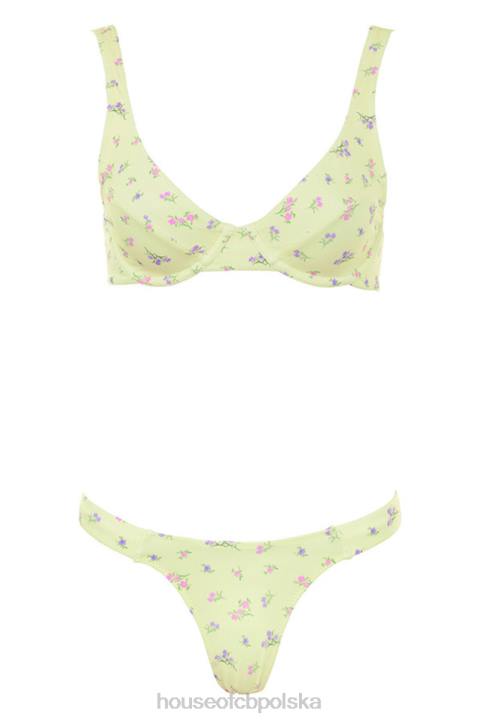 House of CB Mariposa cytrynowe bikini kwiatowy nadruk na lato