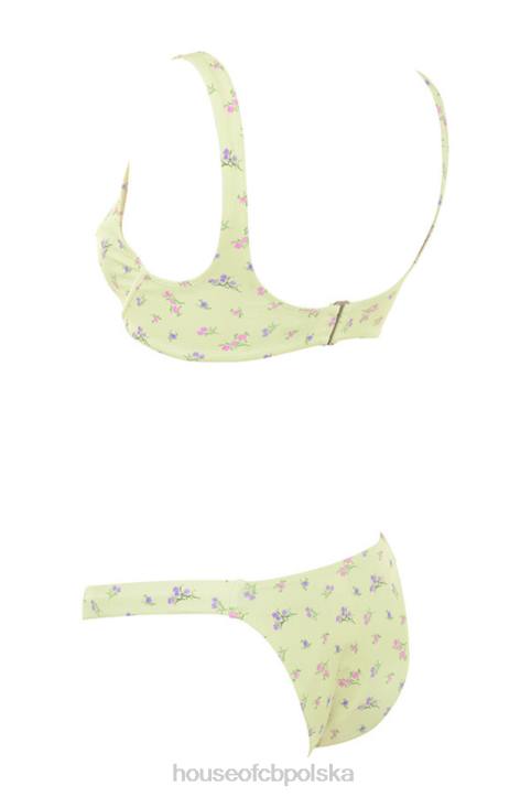 House of CB Mariposa cytrynowe bikini kwiatowy nadruk na lato