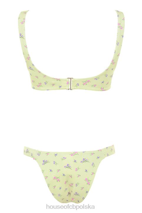 House of CB Mariposa cytrynowe bikini kwiatowy nadruk na lato