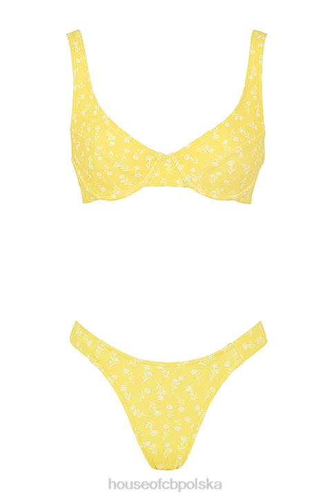 House of CB Mariposa żółto-białe bikini kwiatowy nadruk idealne na plażę
